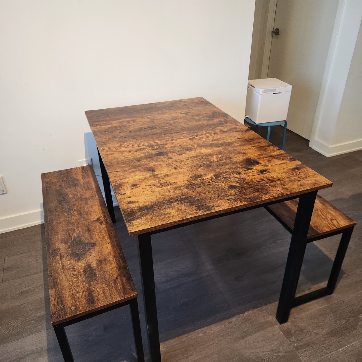 Rustic Wood Dining Table with Benches - photo 3