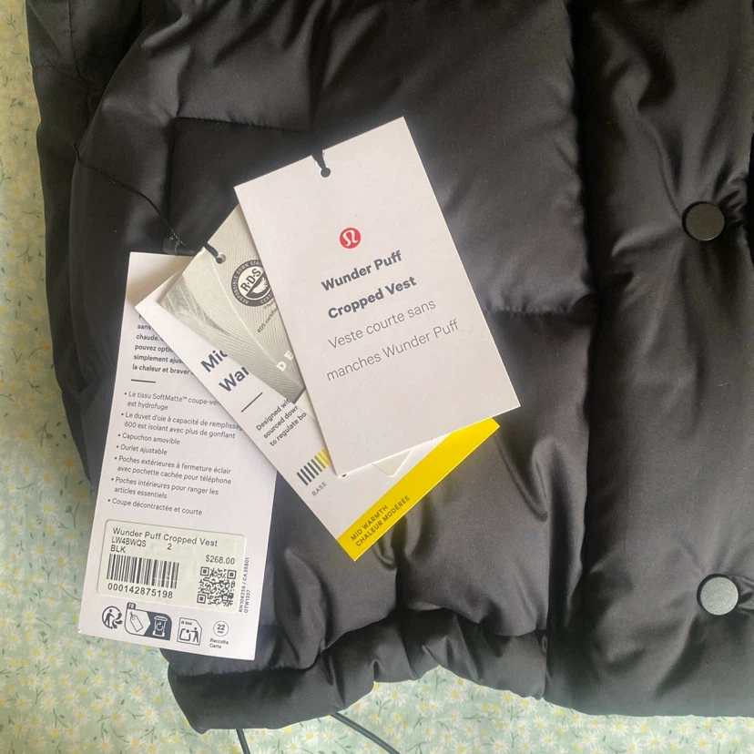 Lululemon Wonder Puff Cropped Vest Black Size 2 - photo 2