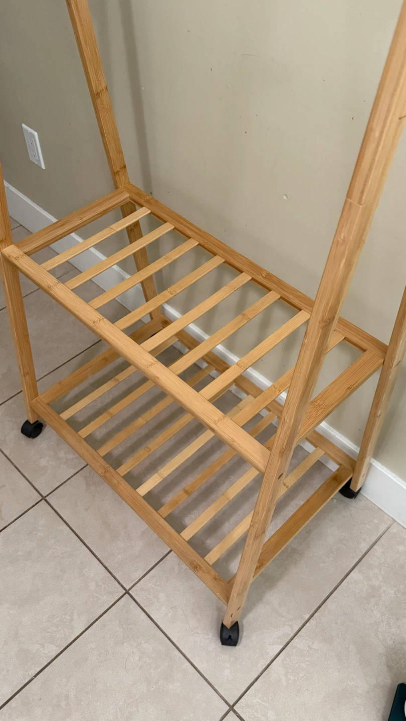 Bamboo Clothes Rack with Wheels - photo 3