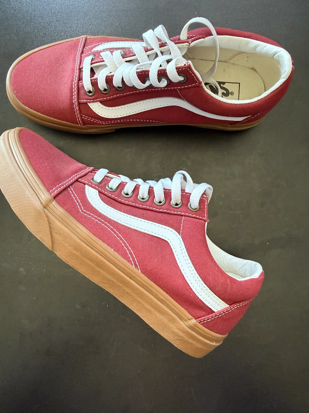 Vans Old Skool Red Canvas Gum Sole Sneakers - photo 3