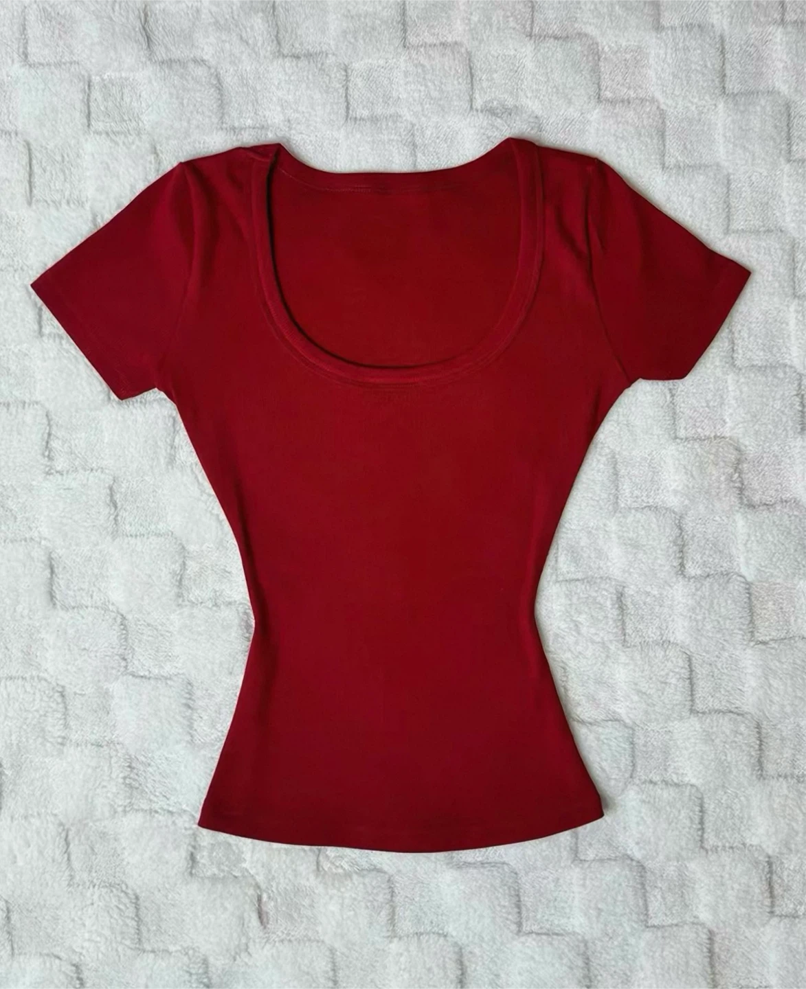 New Red Scoop Neck T-Shirt