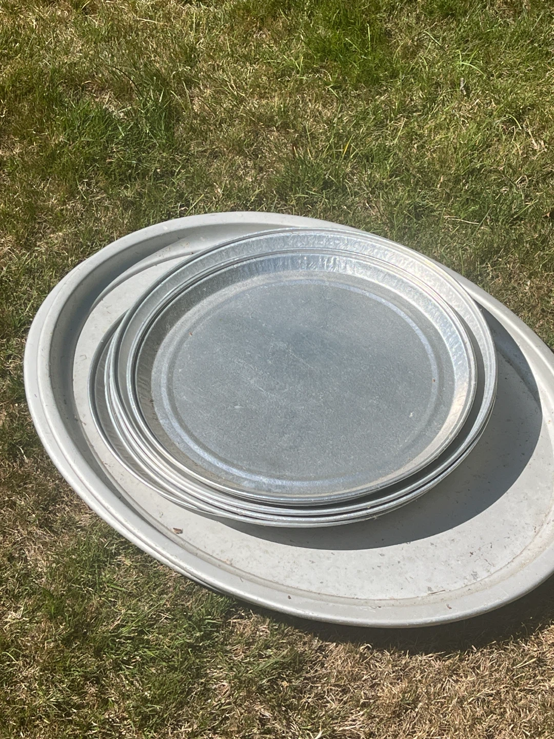 Set of large Galvanized Metal Serving Trays