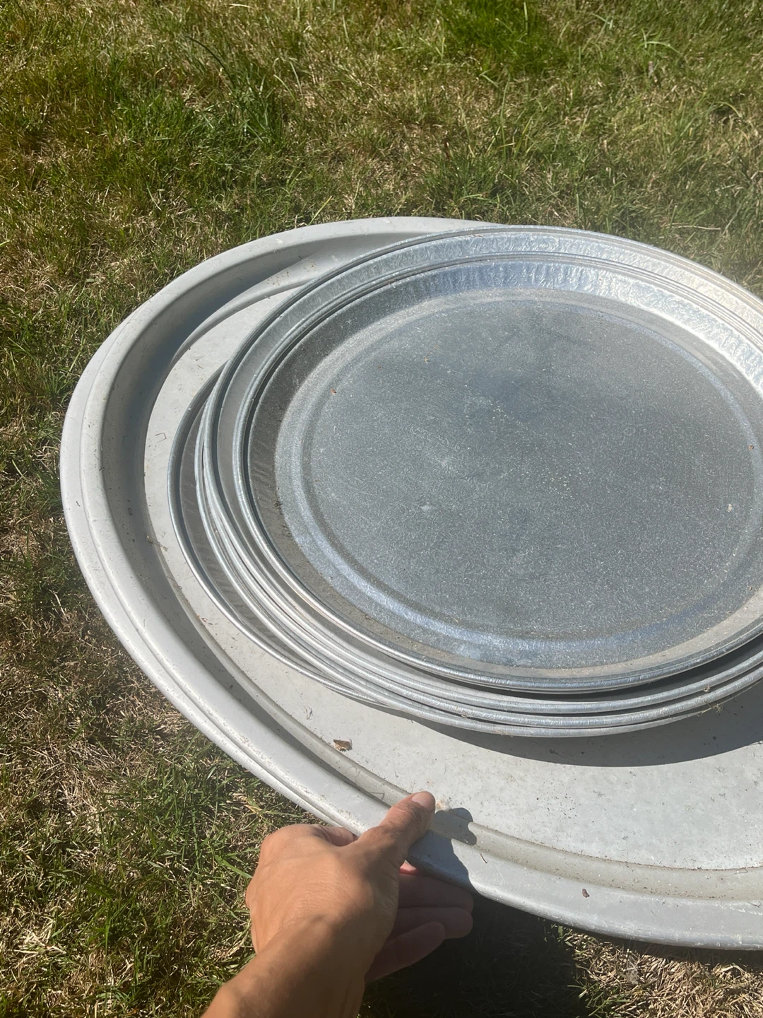 Set of large Galvanized Metal Serving Trays - photo 2