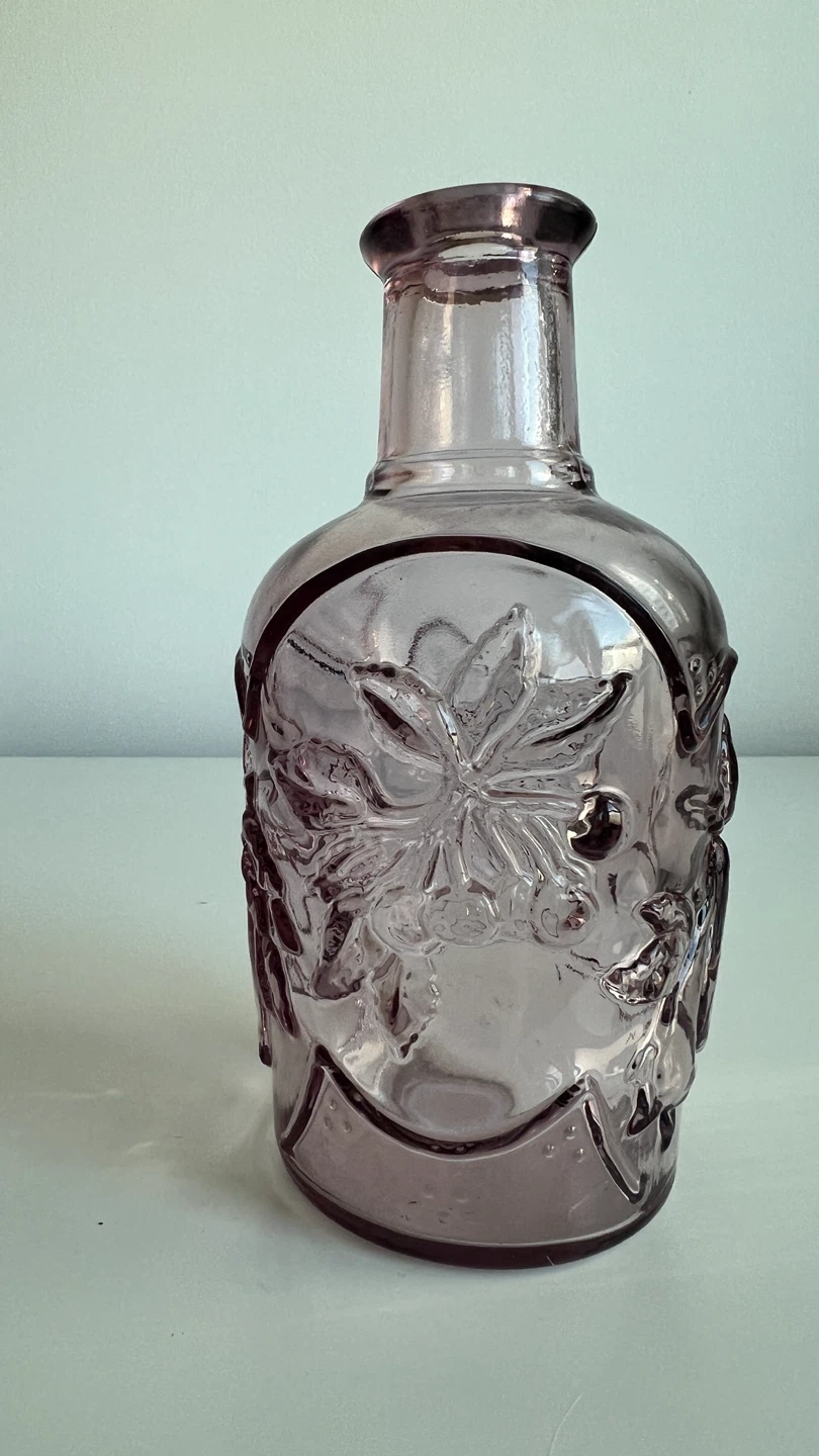 Decorative Embossed Glass Bottle - Purple