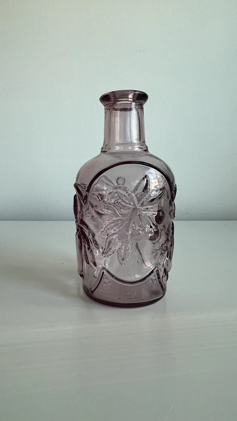 Decorative Embossed Glass Bottle - Purple - photo 2