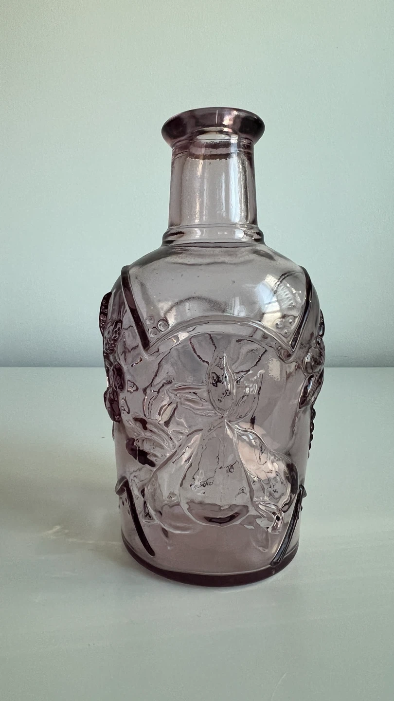 Decorative Embossed Glass Bottle - Purple - photo 5