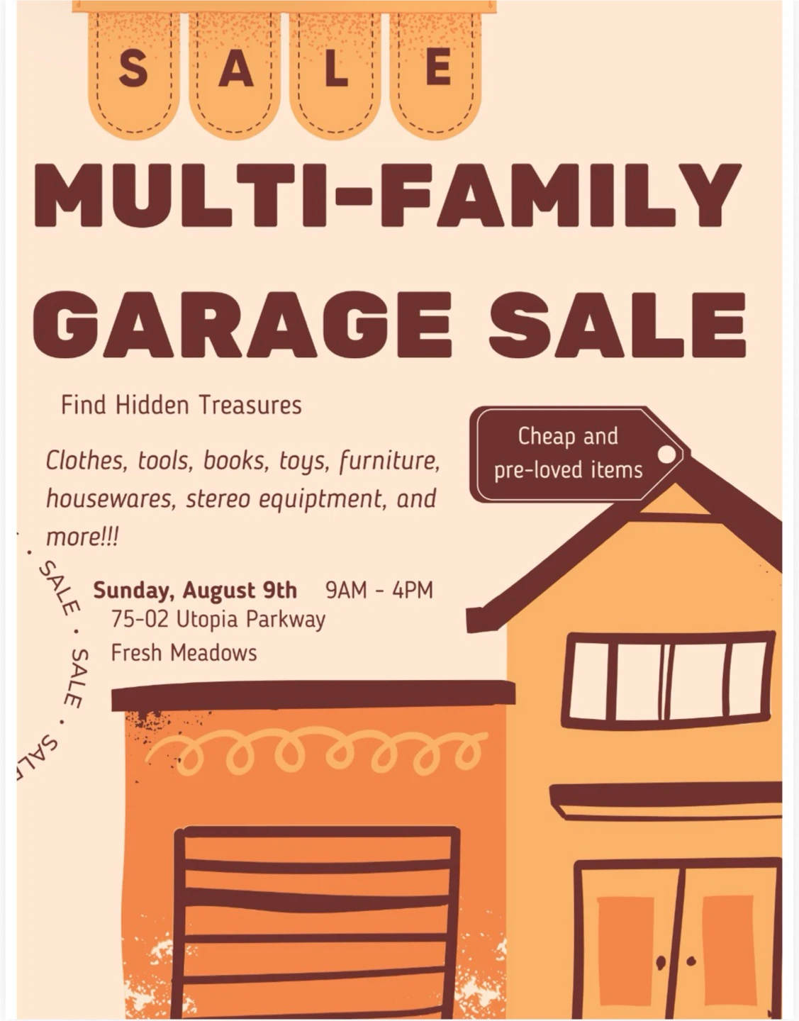 Garage sale Sunday 8/9