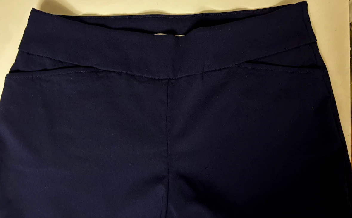 Navy Blue Cropped Pants with Lace Trim
