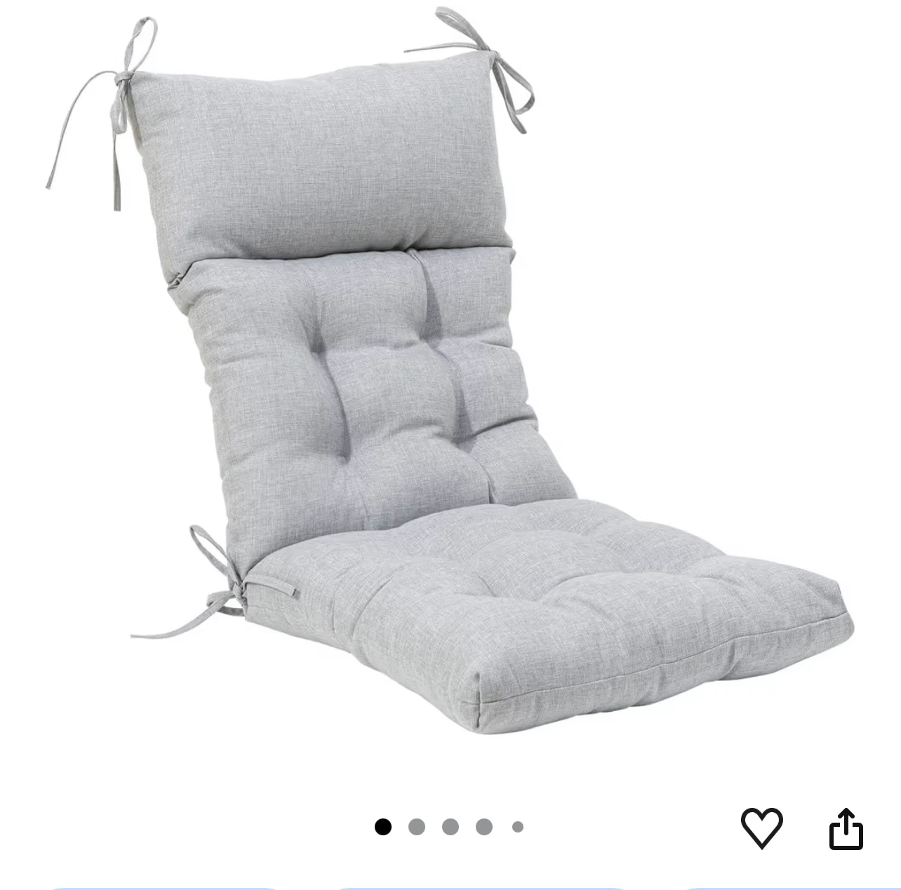 Set of 4- Gray Tufted Lounge Chair Cushion with Ties - photo 2