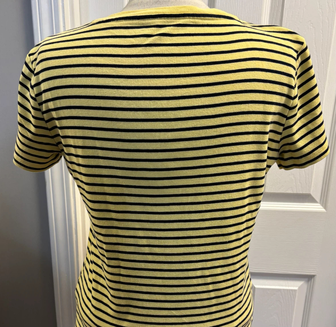 Tommy Hilfiger Striped V-Neck T-Shirt - Yellow/Navy - Size M - photo 4
