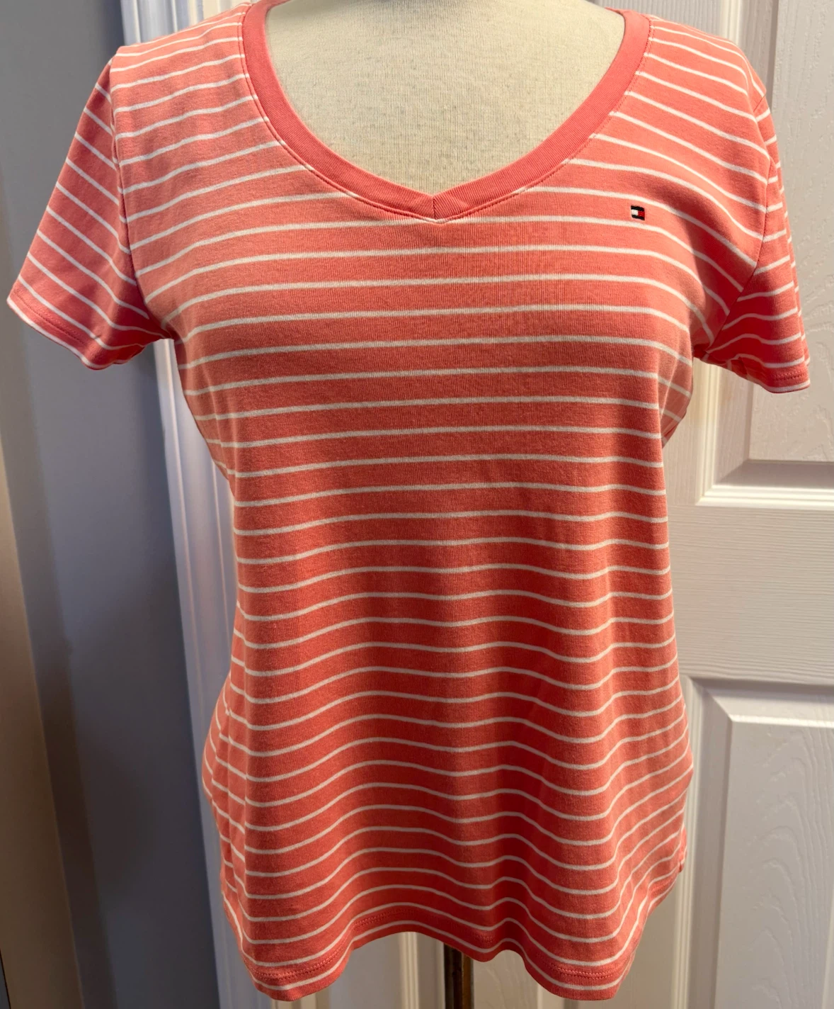 Tommy Hilfiger Striped V-Neck T-Shirt - Medium