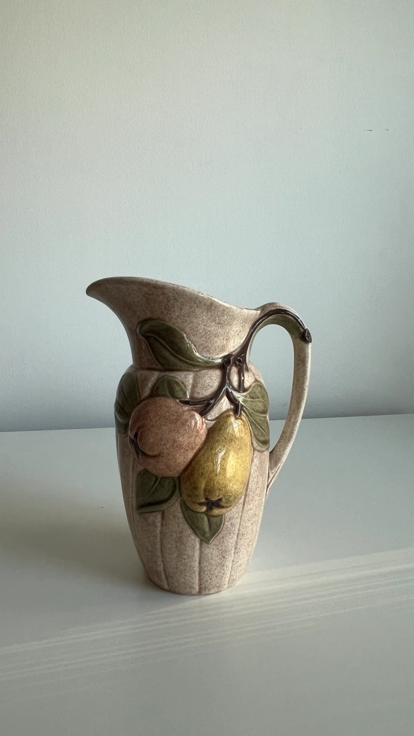 Vintage Ceramic Pitcher with Fruit Design