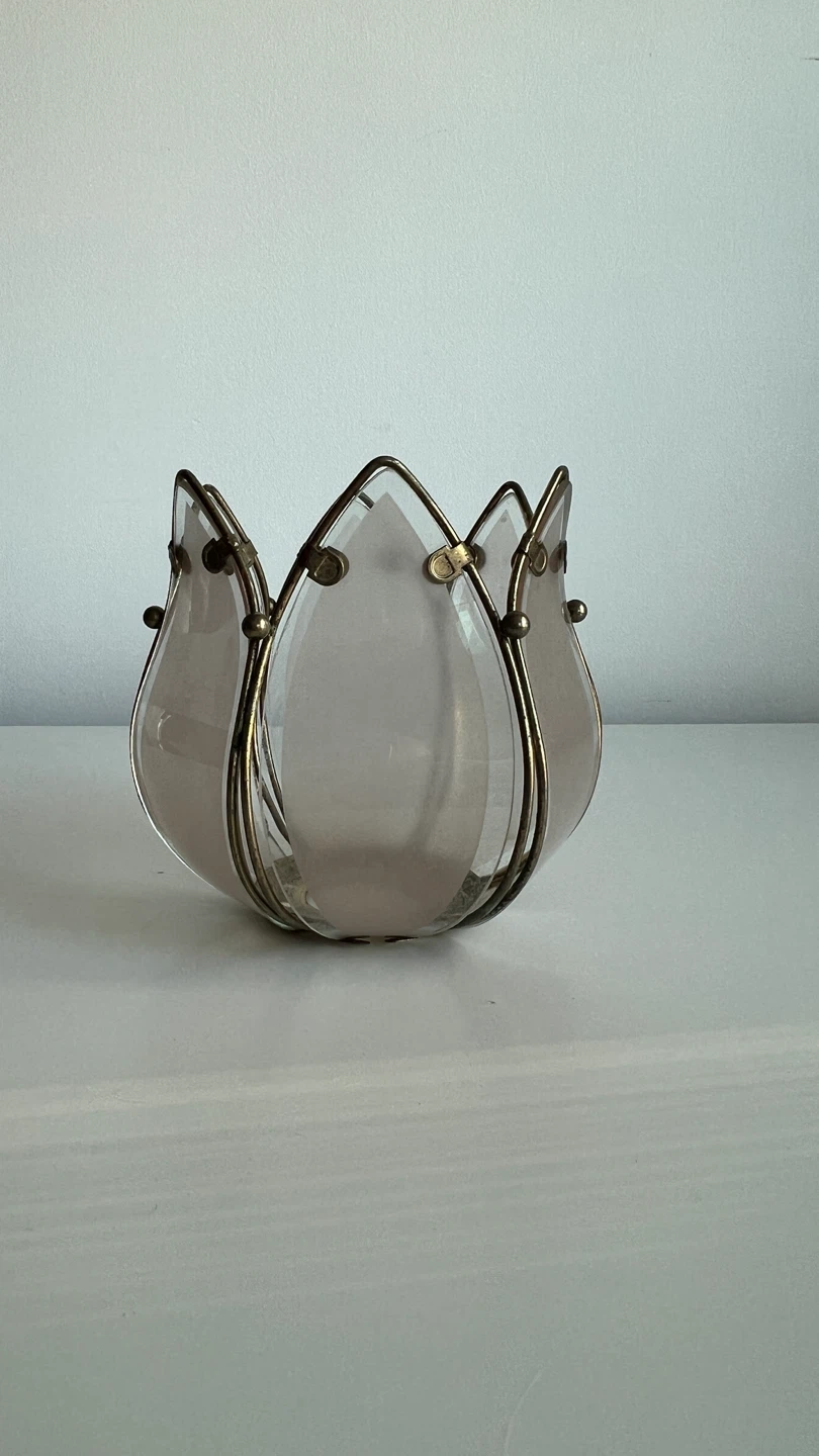 Glass and Brass Flower Tealight Holder