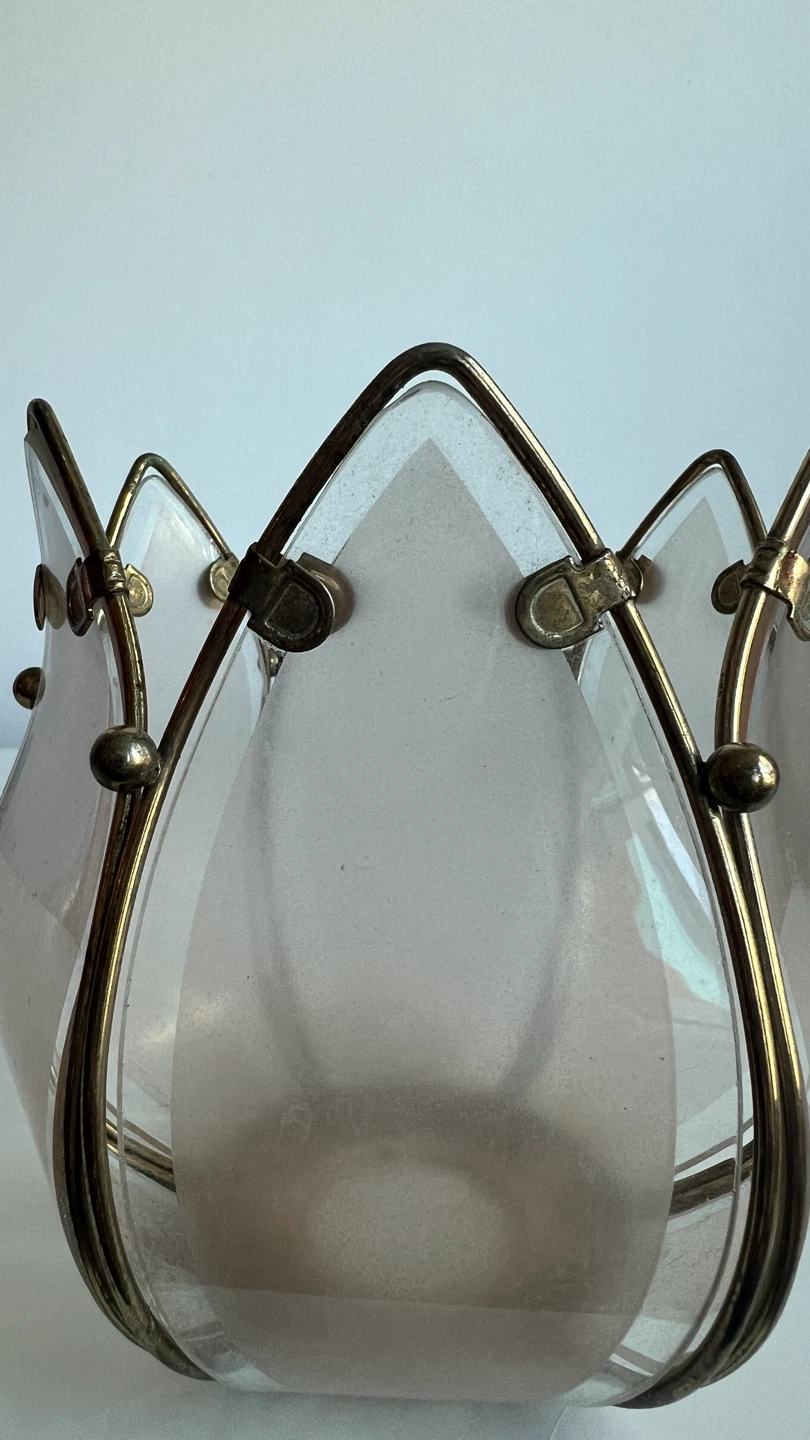Glass and Brass Flower Tealight Holder - photo 2