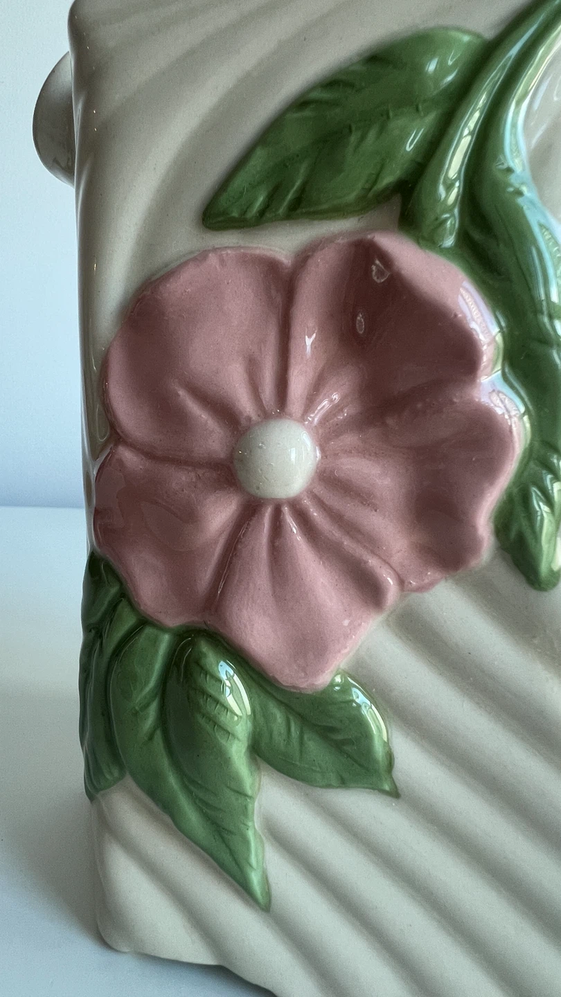 Cream Ceramic Pitcher with Pink Flower - photo 2