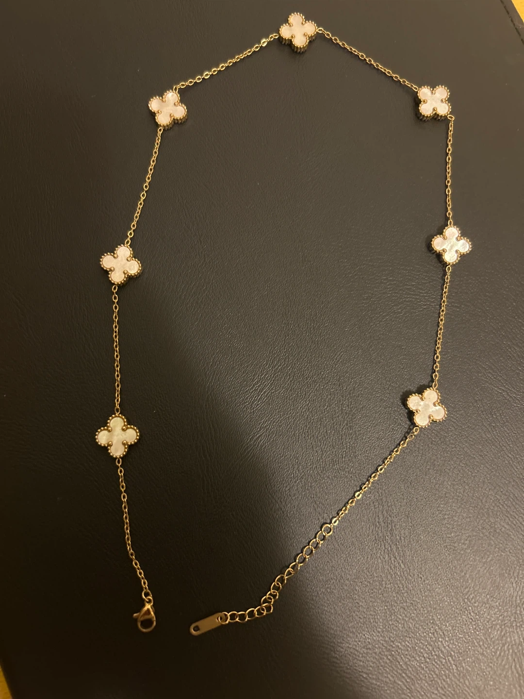 Gold Necklace with Clover Charms - photo 2