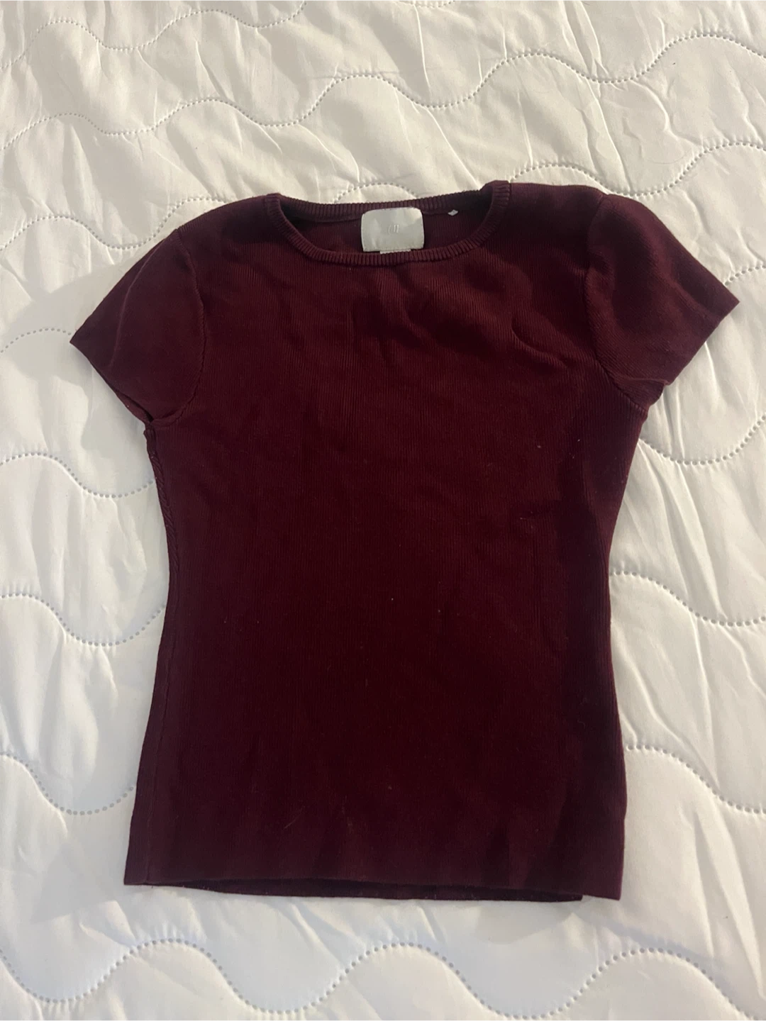H&M Burgundy Crew Neck Knit Top