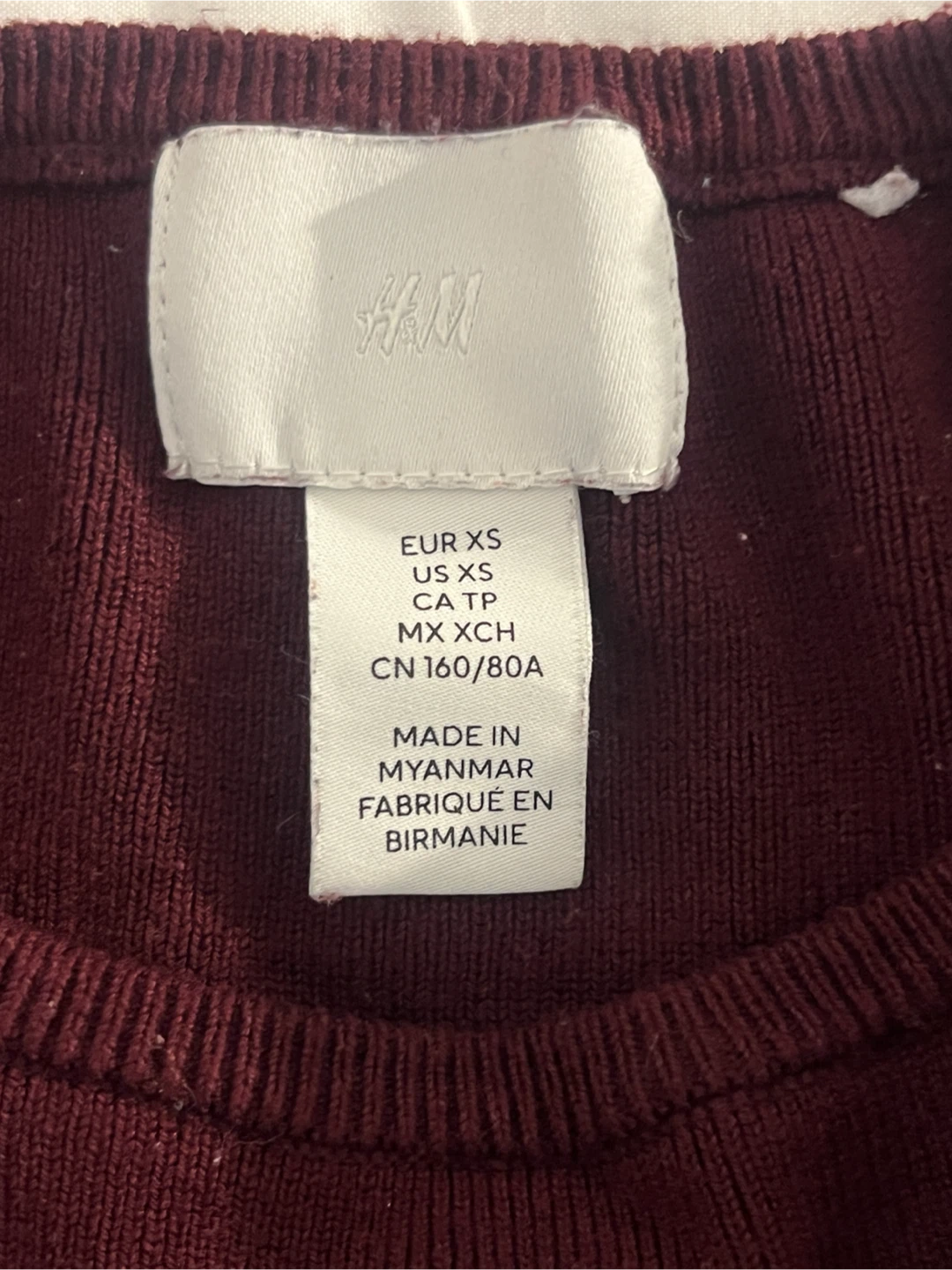 H&M Burgundy Crew Neck Knit Top - photo 2