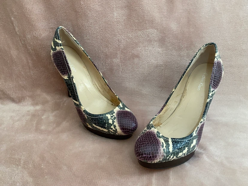 Calvin Klein Snakeskin Platform Heels