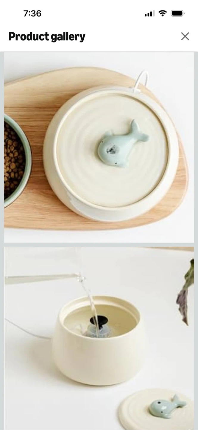 New-Ceramic Pet Water Fountain with Whale Lid