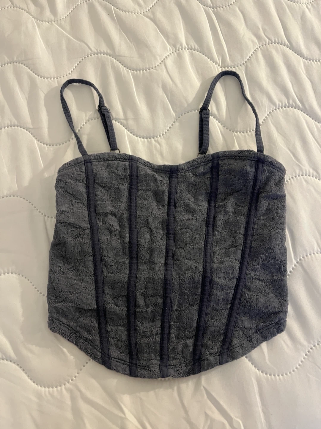 Hollister Blue Corset-style Lace Tank Top