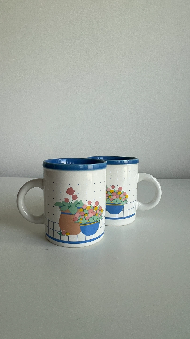 Vintage Floral Mugs - Set of 2