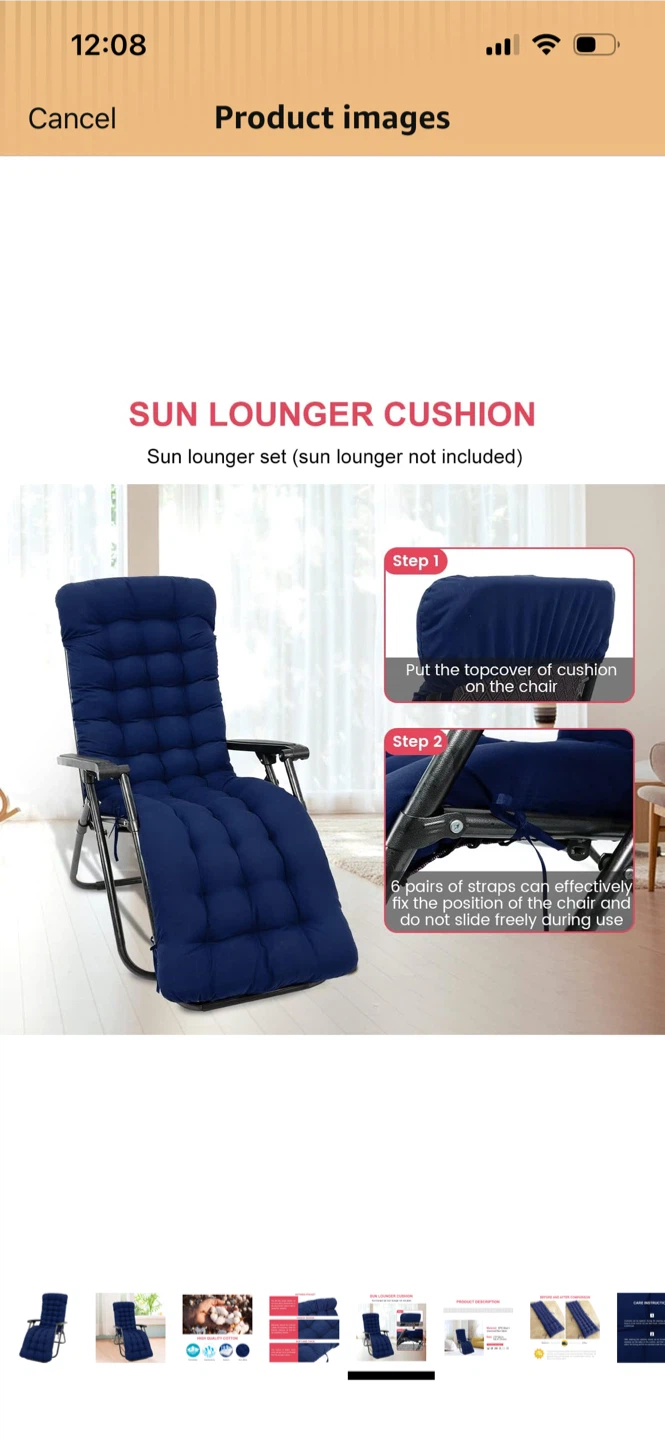 New-Blue Sun Lounger Cushion Pad-Blue - photo 4