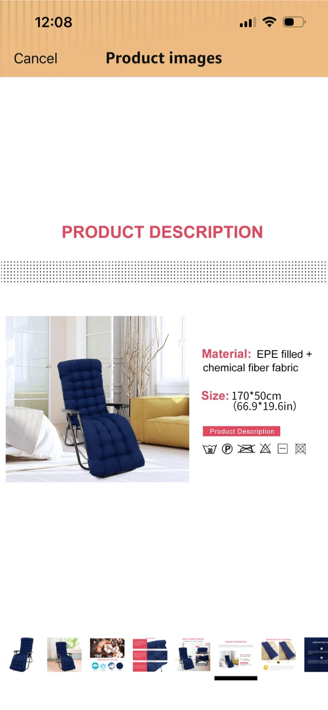 New-Blue Sun Lounger Cushion Pad-Blue - photo 5