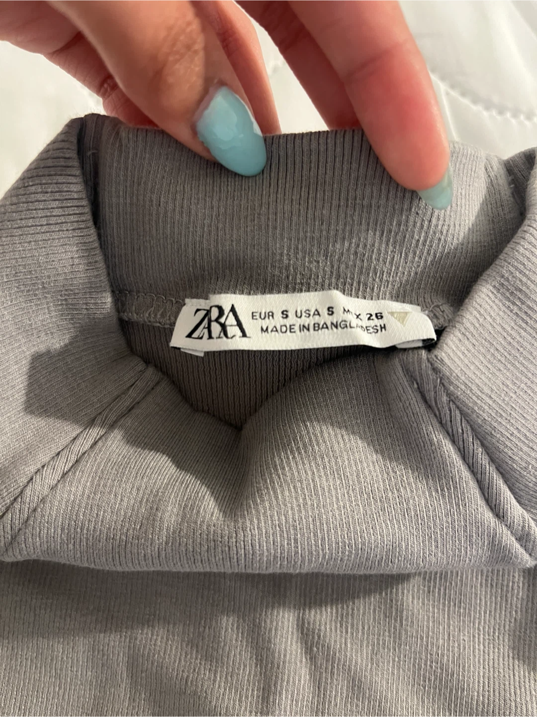 ZARA Mock Neck Grey Long Sleeve Top - photo 2