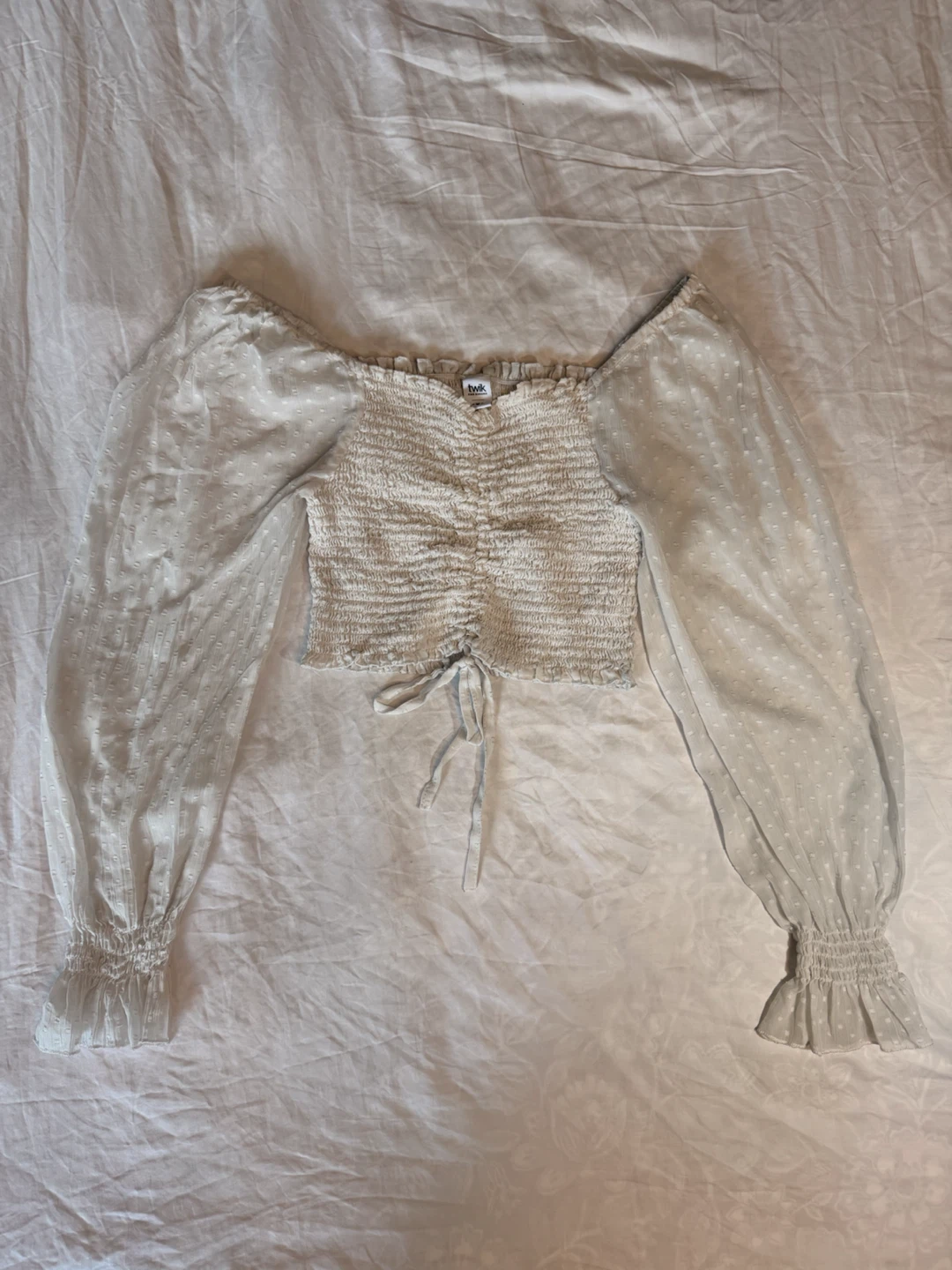Twik Smocked Puff Sleeve Crop Top - photo 2