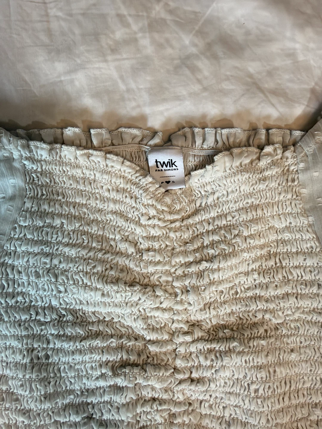 Twik Smocked Puff Sleeve Crop Top - photo 3