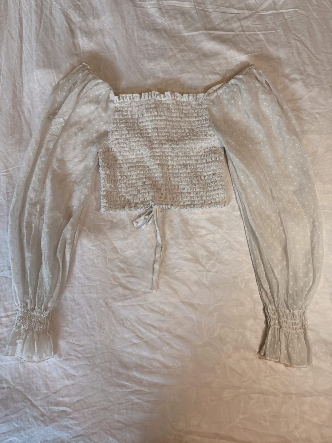 Twik Smocked Puff Sleeve Crop Top - photo 5