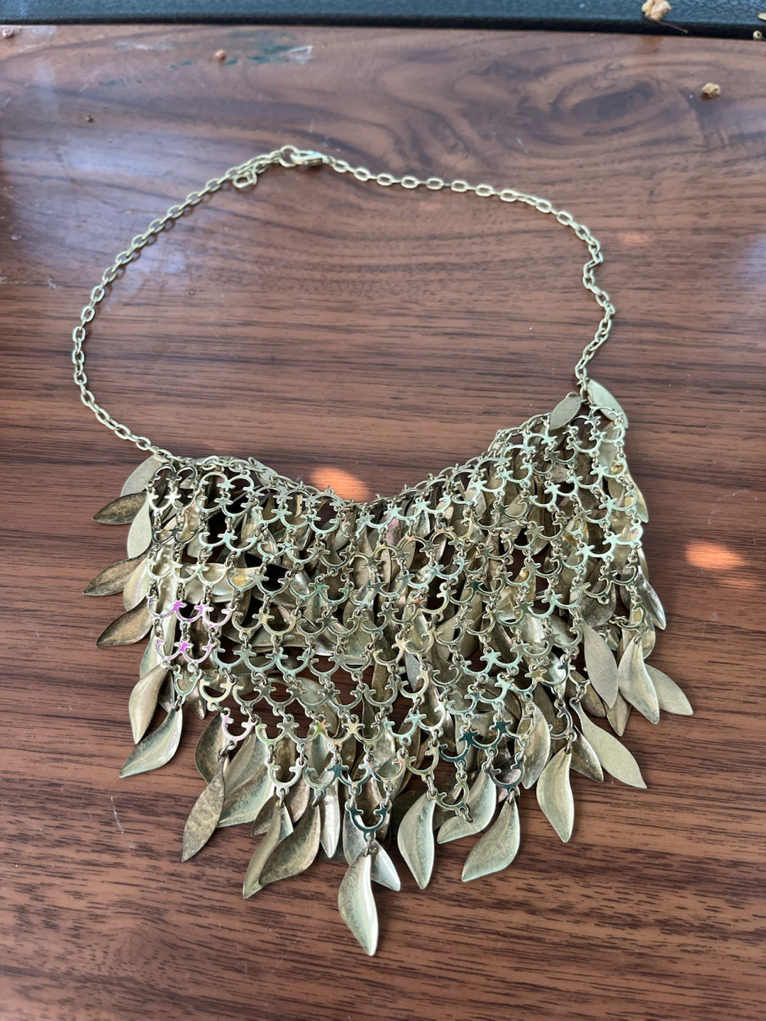 Gold-Tone Leaf Statement Necklace - photo 5