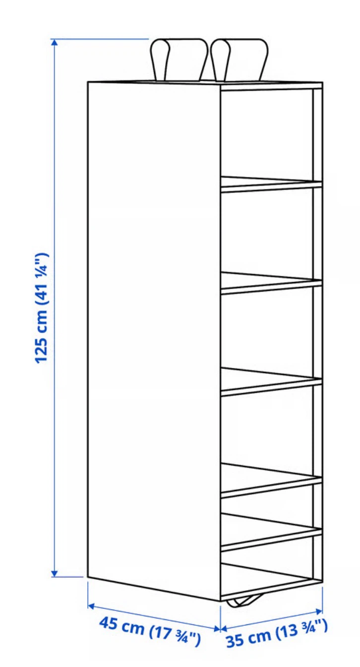 Ikea White Hanging Closet Organizer with 6 Shelves - photo 3
