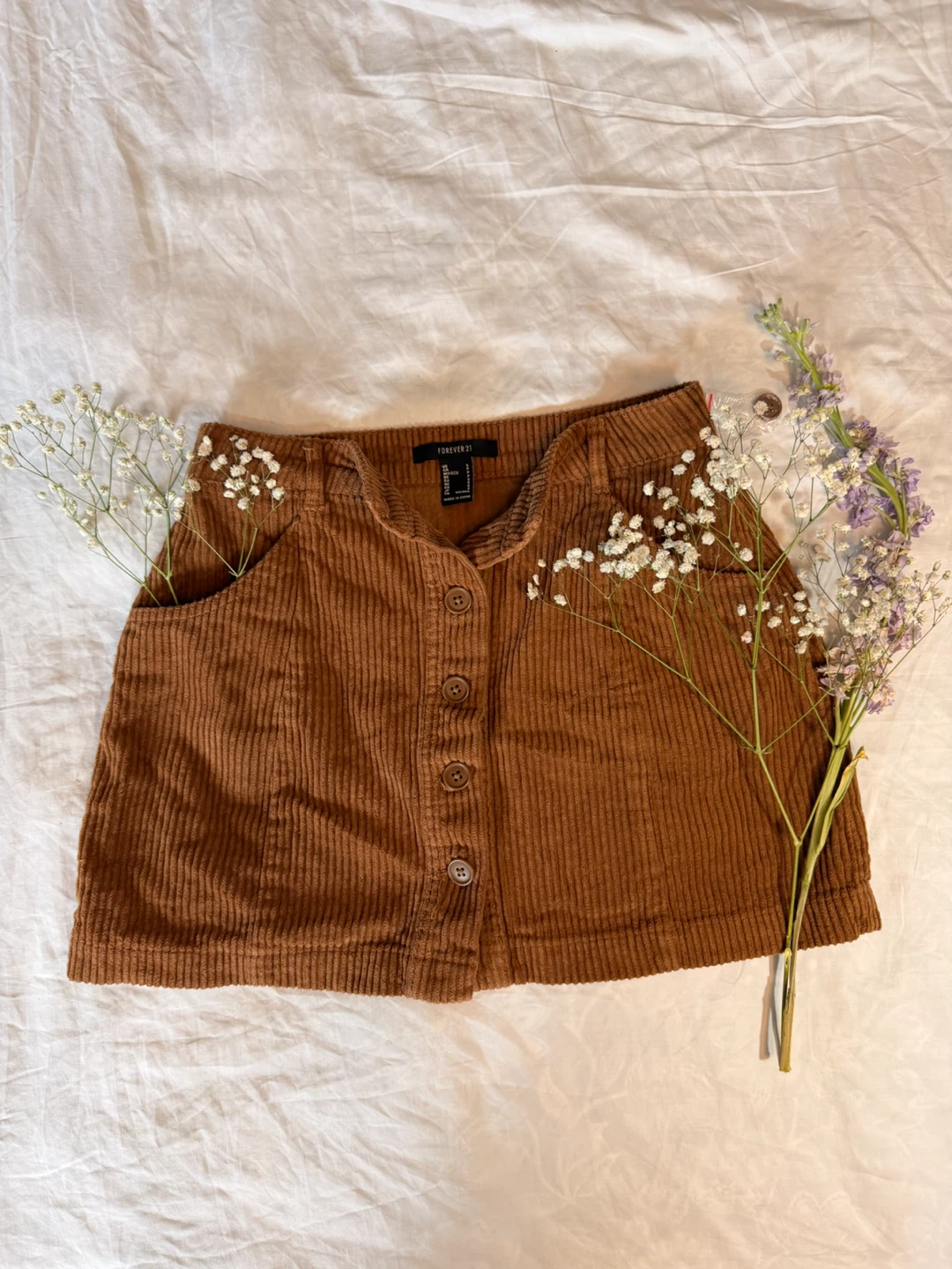Forever 21 Corduroy Button-Up Mini Skirt