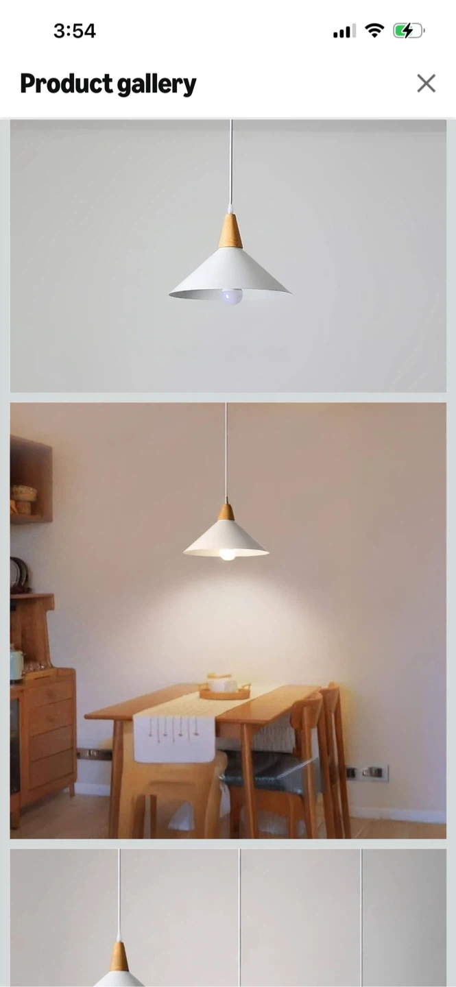 New-White Pendant Light Fixture with Wood Accent