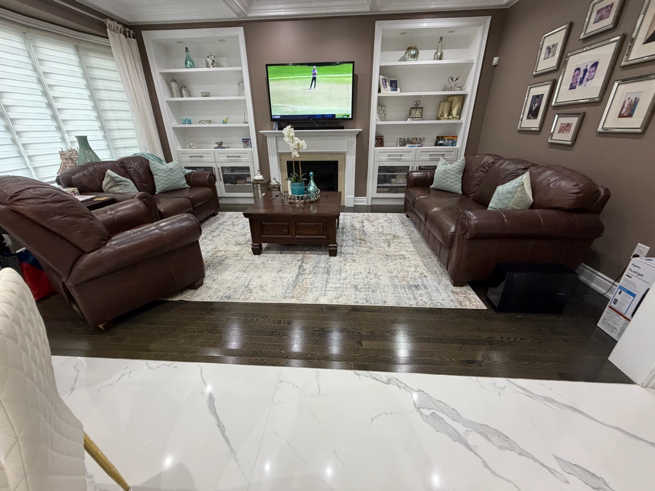 Brown Leather Sofa, Loveseat, and Recliner chair Set