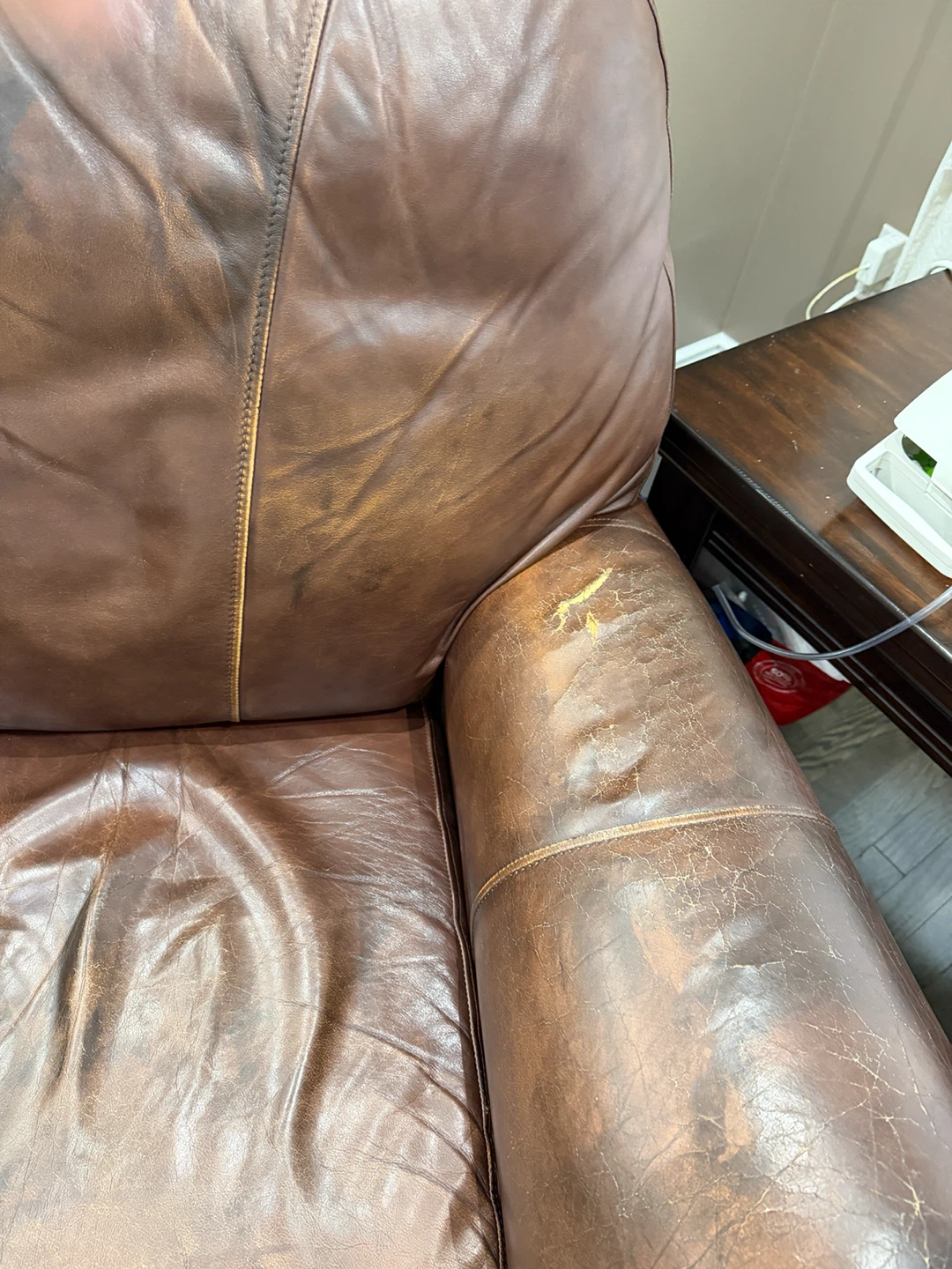 Brown Leather Sofa, Loveseat, and Recliner chair Set - photo 4