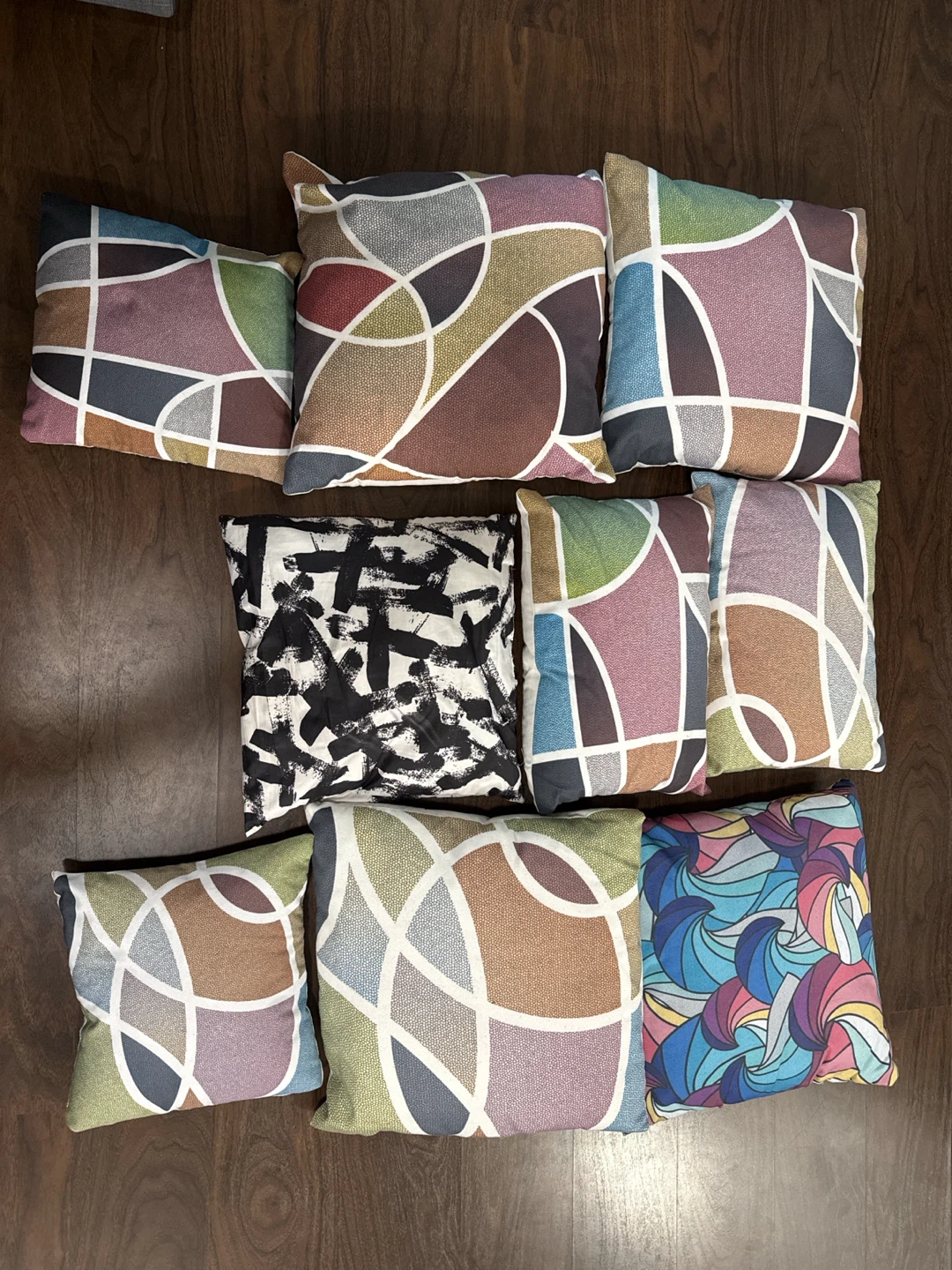 Set of 9 Decorative Throw Pillows with cover