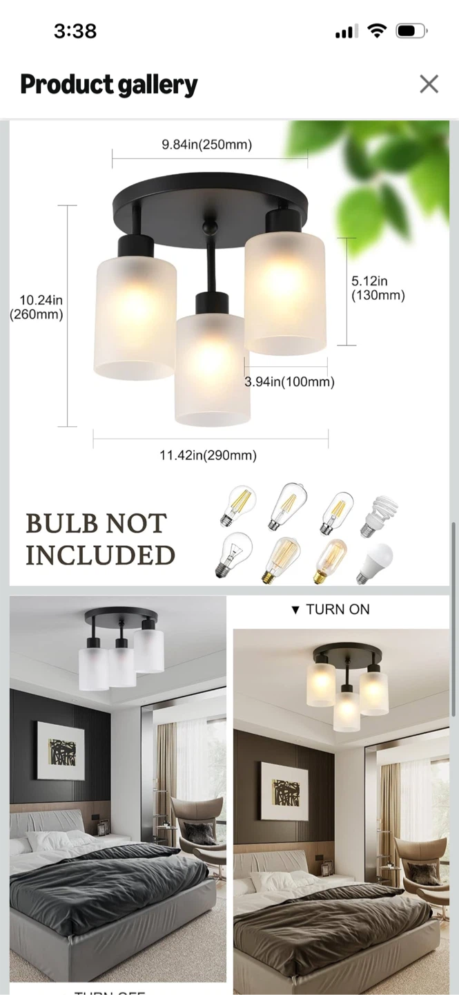 New-3-Light Flush Mount Ceiling Light Fixture