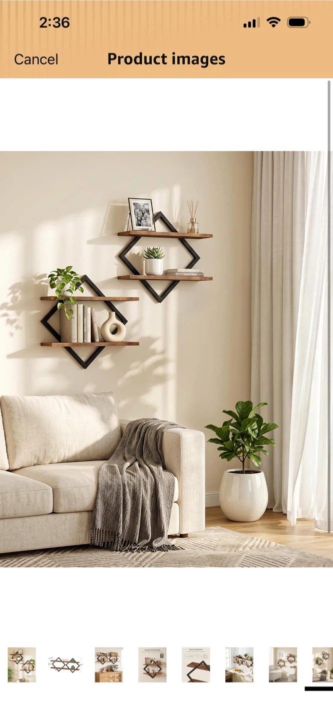 New-Set of 2 Diamond-Shaped Wall Shelves
