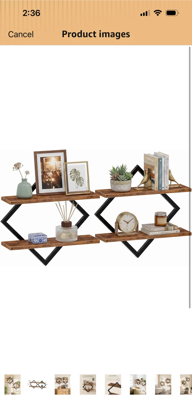 New-Set of 2 Diamond-Shaped Wall Shelves - photo 2