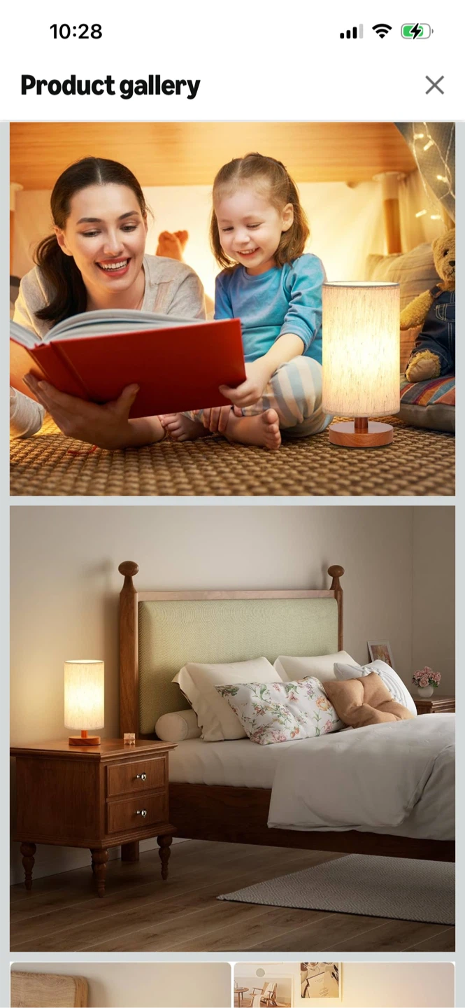 New-Table Lamp with Linen Shade and Wood Base - photo 2