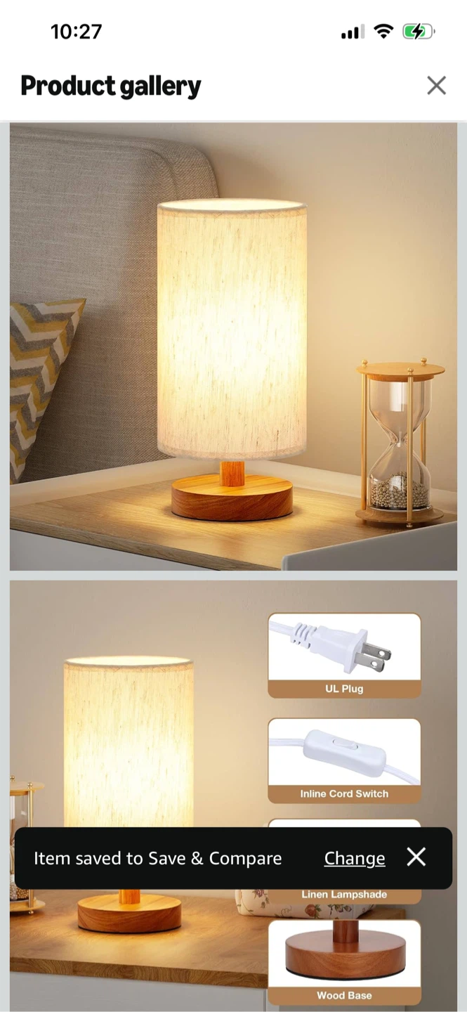 New-Table Lamp with Linen Shade and Wood Base - photo 4