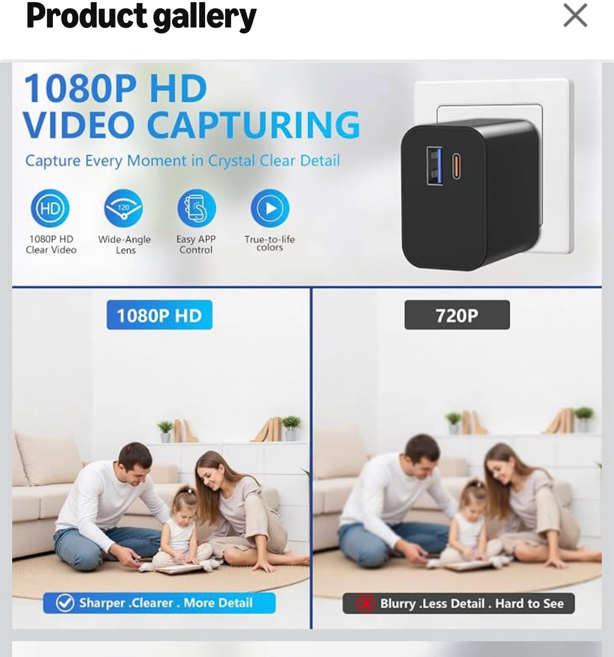Hidden Security Camera Charger Nanny Cam - photo 3