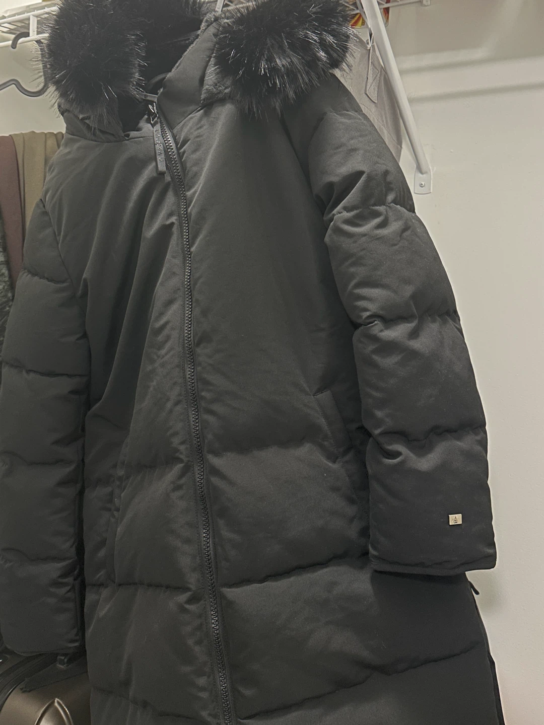 Black Puffer Jacket with Fur Hood