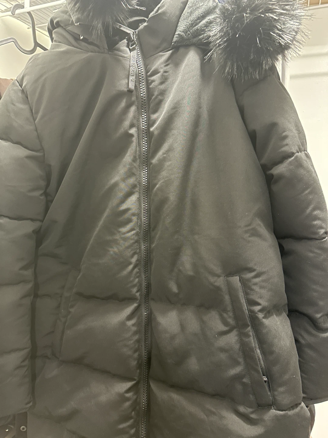Black Puffer Jacket with Fur Hood - photo 2