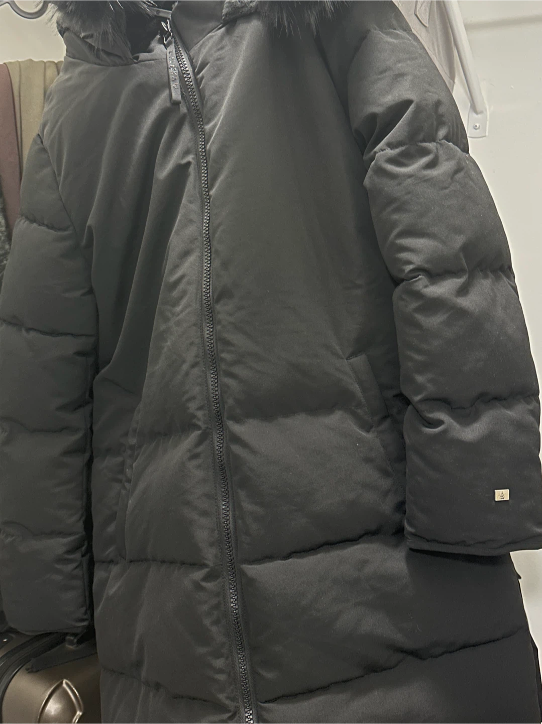 Black Puffer Jacket with Fur Hood - photo 3
