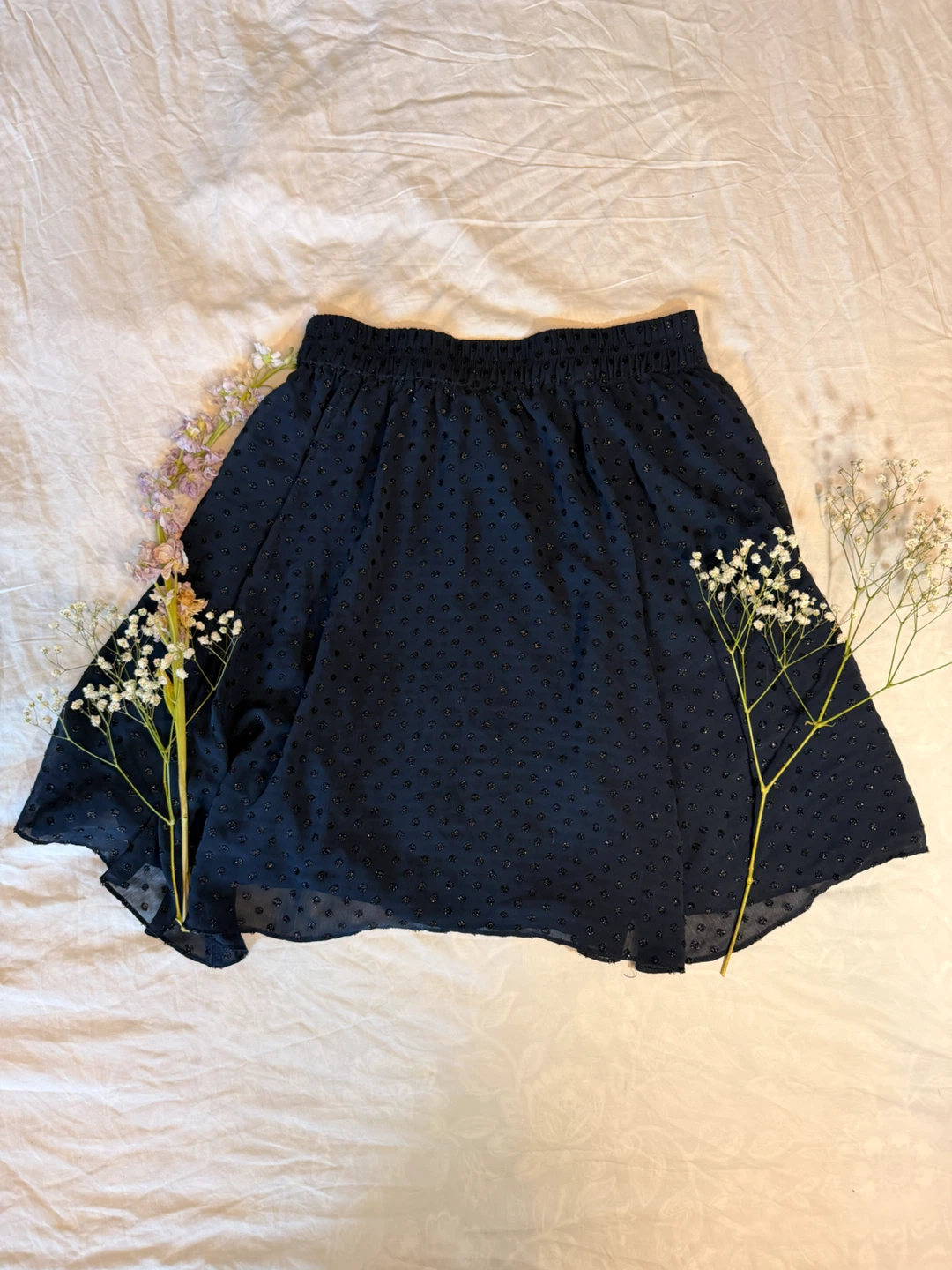 Navy Swiss Dot Mini Skirt
