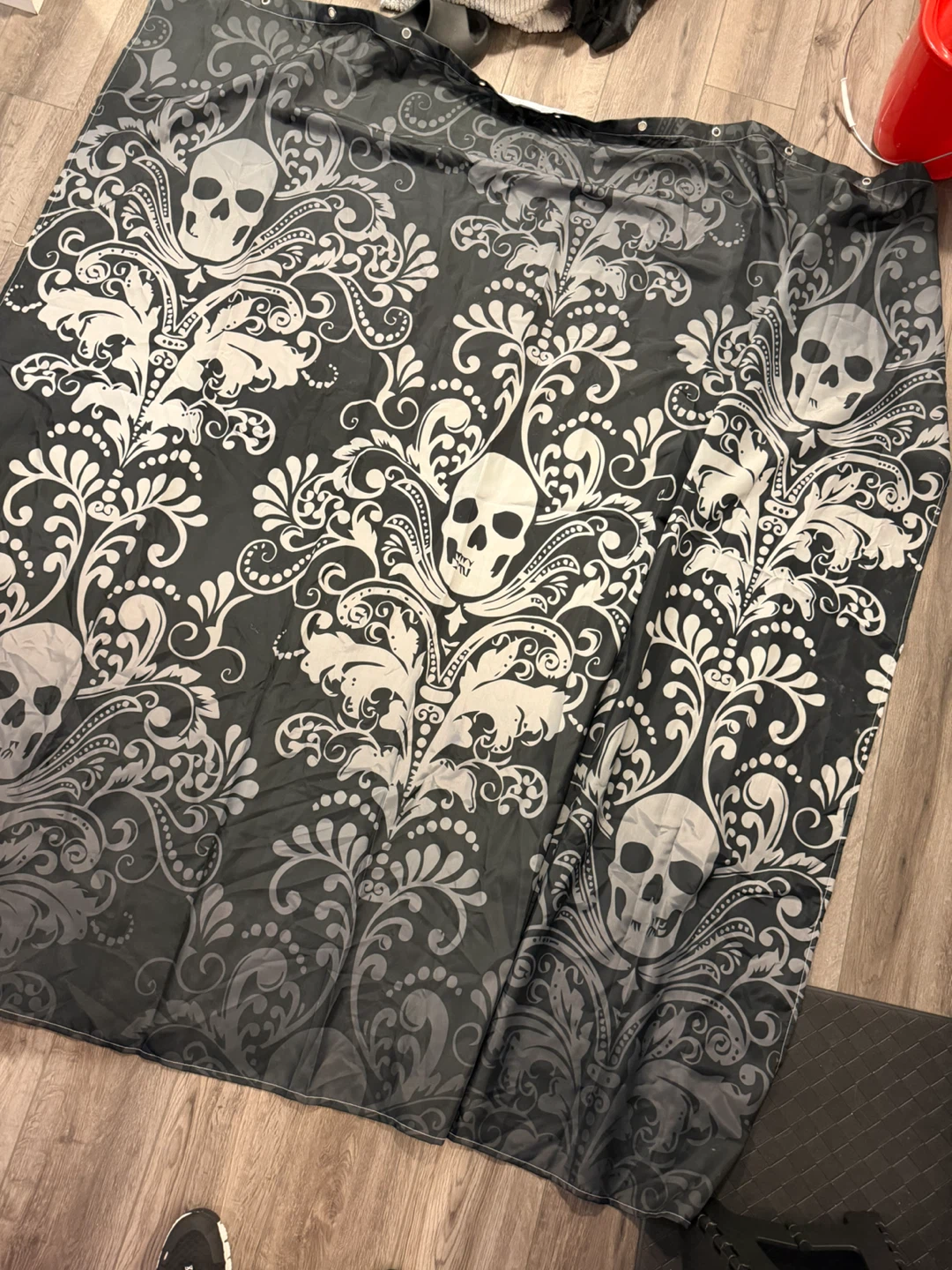 Shower Curtain with Skull Damask Pattern